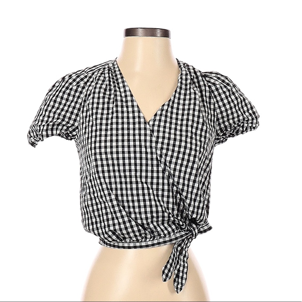 Madewell gingham wrap top